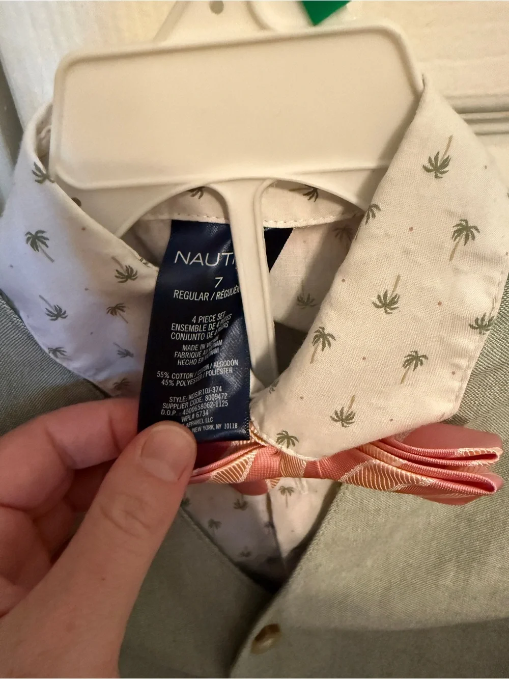 Boys size 7 Nautica sage green formal suit